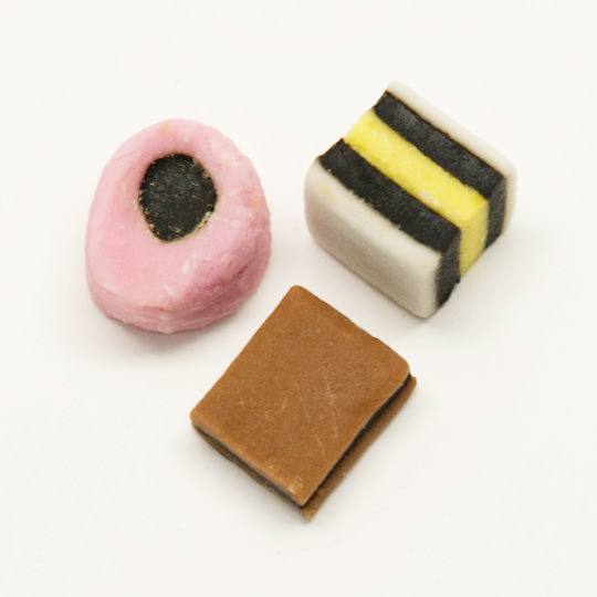 Classic liquorice confectionery with coconut, english