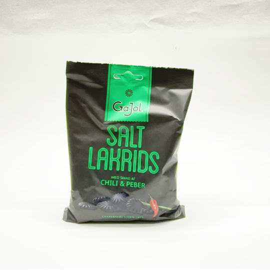 Bag with strong liquorice with chili and pepper, danish