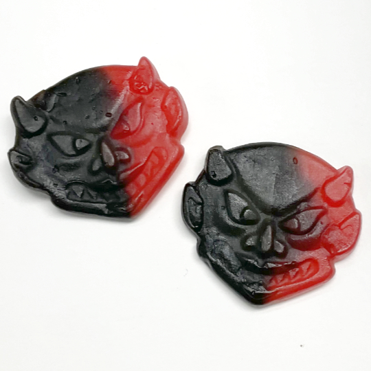 Sweet-salty raspberry liquorice masks, swedish