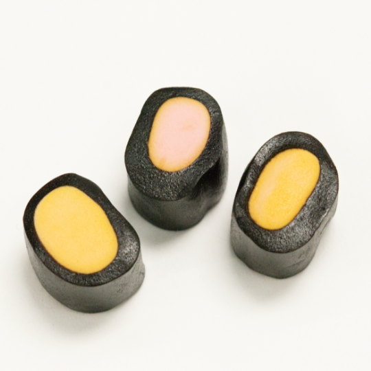 Liquorice rolls filled with orange, finnish