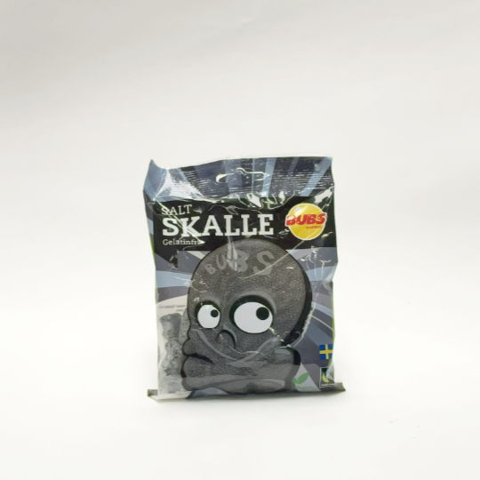 Bag salty liquorice skulls with salty sprinkles, swedish