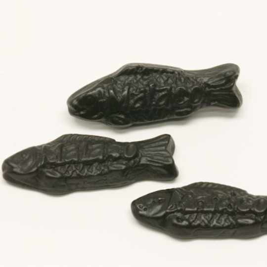 Soft and light salty liquorice fishes, swedish