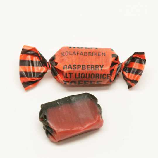 Soft and salty raspberry-liquorice toffee, swedish