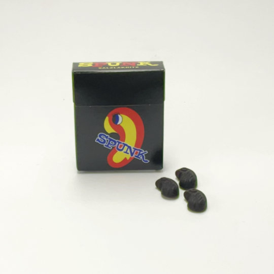 Tangy liquorice pastilles in the box, danish