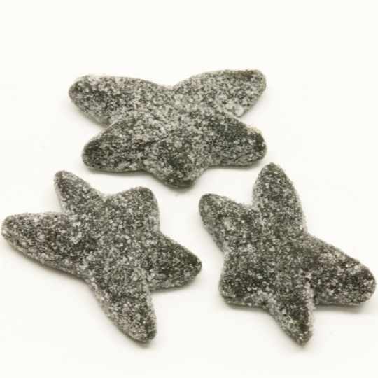 Liquorice star fish with salty sprinkles, dutch