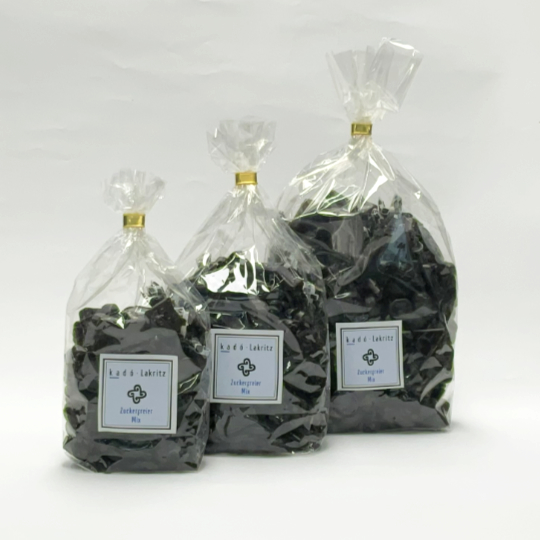 Mix of sweet to salty liquorice with sweetener