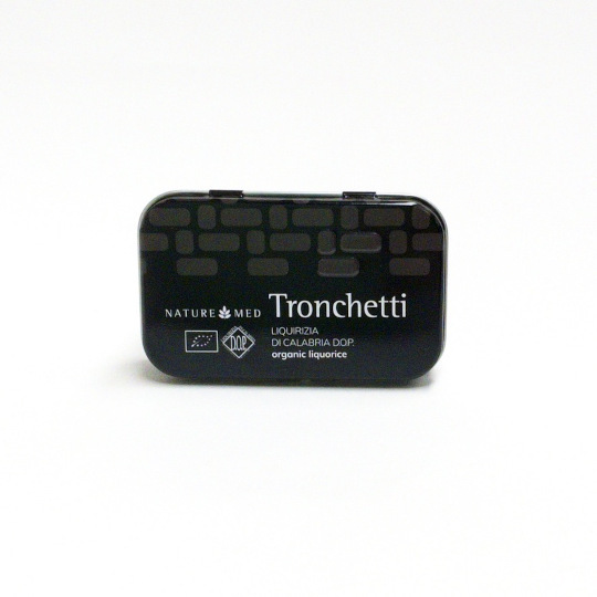 Pure natural liquorice in a tin, italian